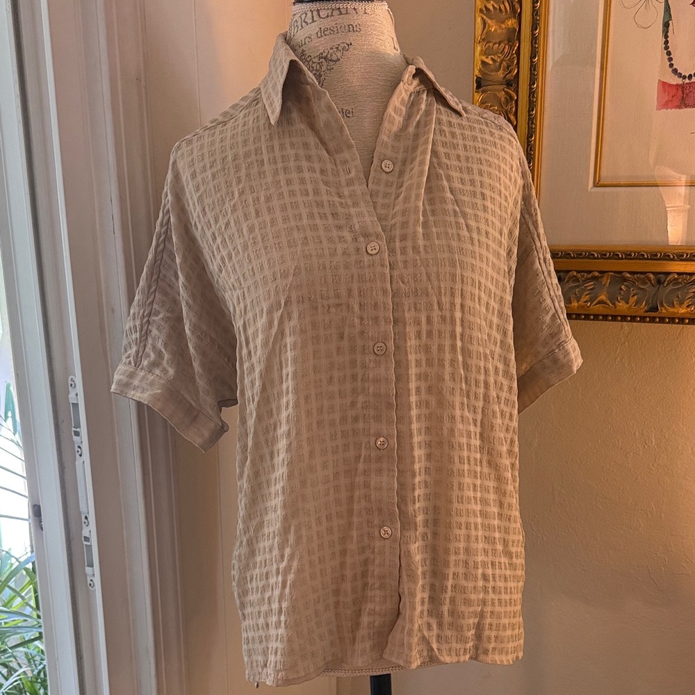MAX STUDIO Beige Textured Button-Up Shirt